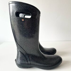Bogs Women's RNBT Glitter Tall Rain Boots - Black/Silver - Size 9